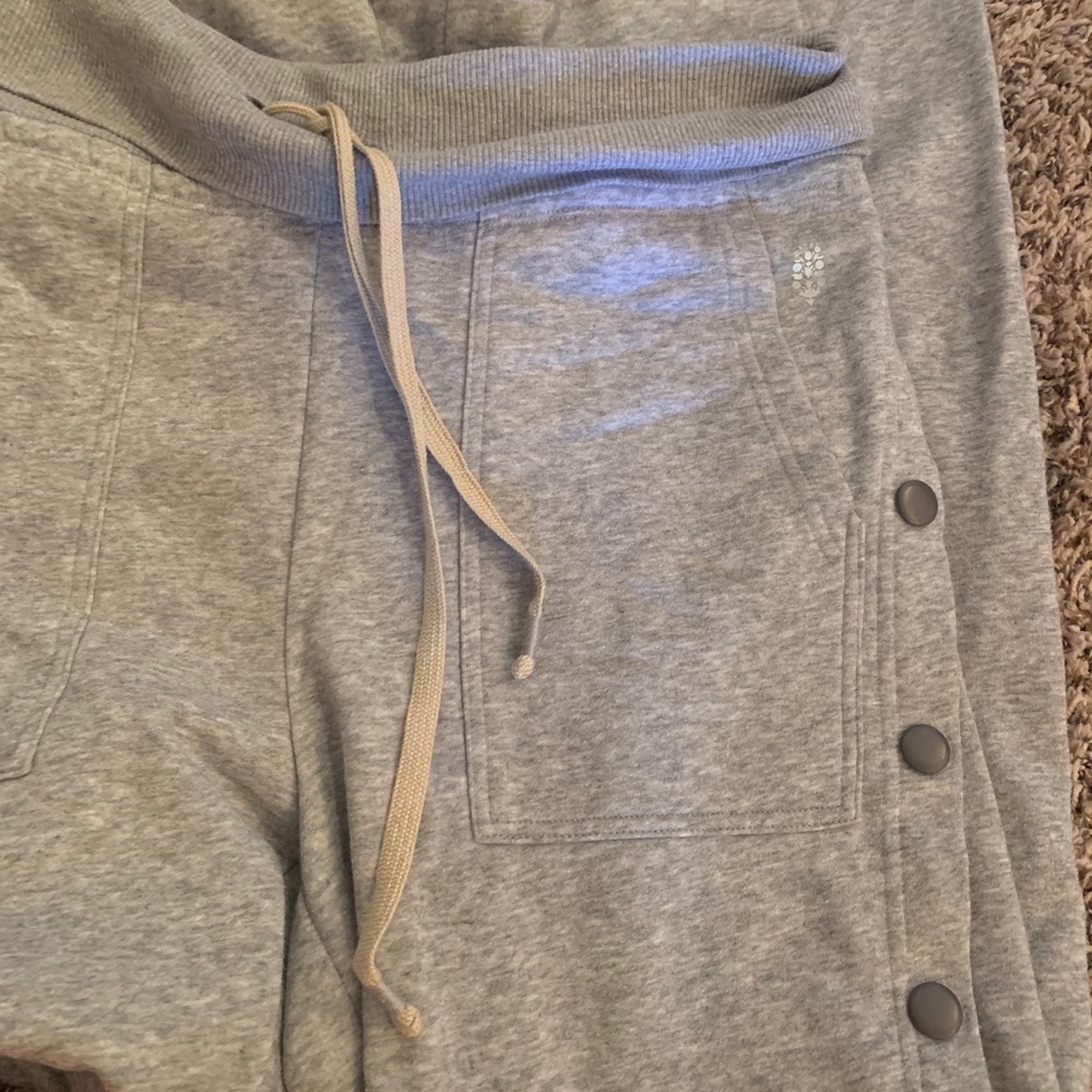 Free people sweatpants grey!! Flare and buttons